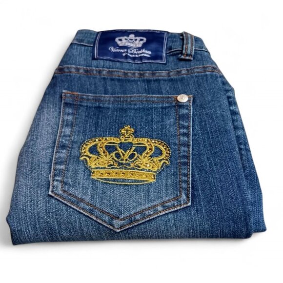 Victoria Beckham for Rock & Republic “Madrid” Jeans Size 29  Gold Crown Crystals - Picture 10 of 10